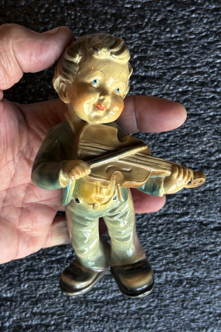 Vintage Young Boy Smiling as He Plays for You F126
